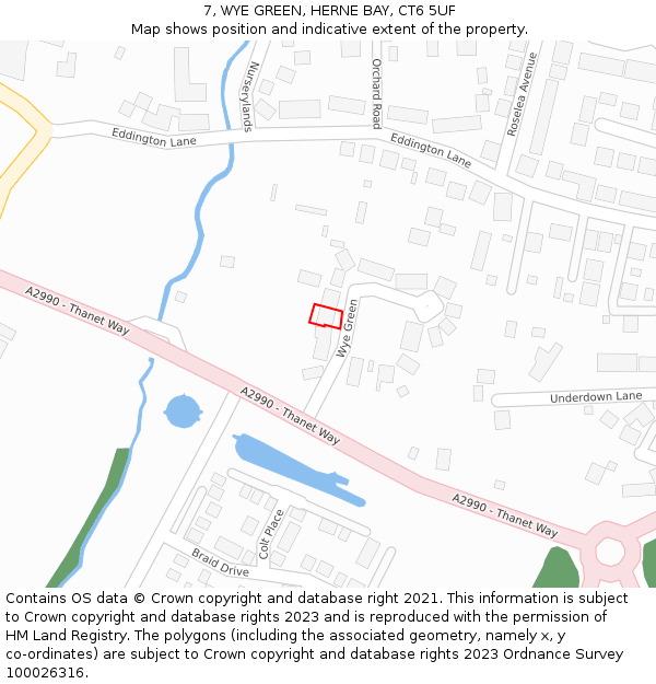 7, WYE GREEN, HERNE BAY, CT6 5UF: Location map and indicative extent of plot