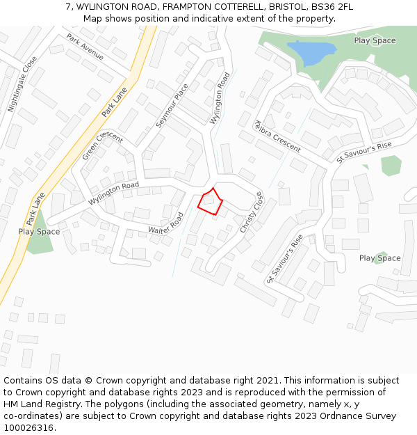 7, WYLINGTON ROAD, FRAMPTON COTTERELL, BRISTOL, BS36 2FL: Location map and indicative extent of plot