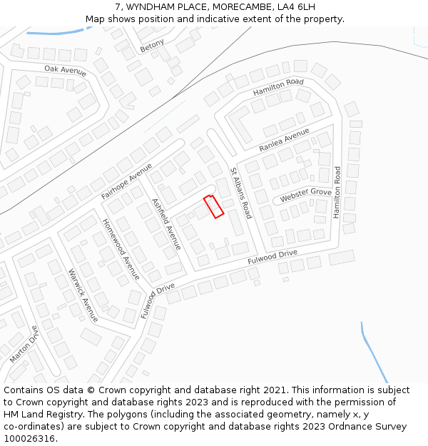 7, WYNDHAM PLACE, MORECAMBE, LA4 6LH: Location map and indicative extent of plot
