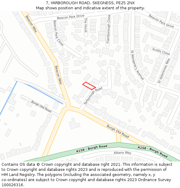 7, YARBOROUGH ROAD, SKEGNESS, PE25 2NX: Location map and indicative extent of plot