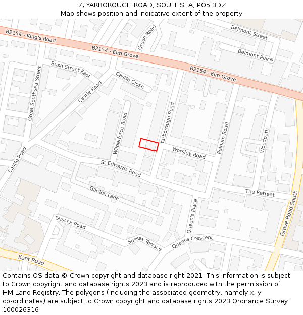 7, YARBOROUGH ROAD, SOUTHSEA, PO5 3DZ: Location map and indicative extent of plot