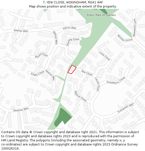 7, YEW CLOSE, WOKINGHAM, RG41 4AF: Location map and indicative extent of plot