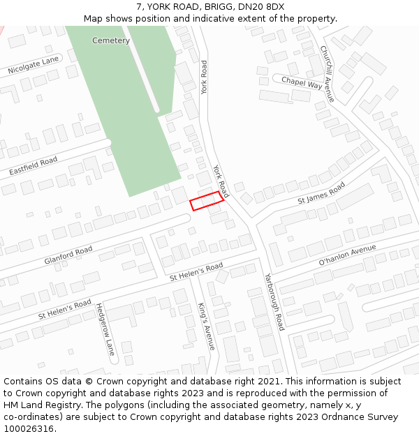 7, YORK ROAD, BRIGG, DN20 8DX: Location map and indicative extent of plot