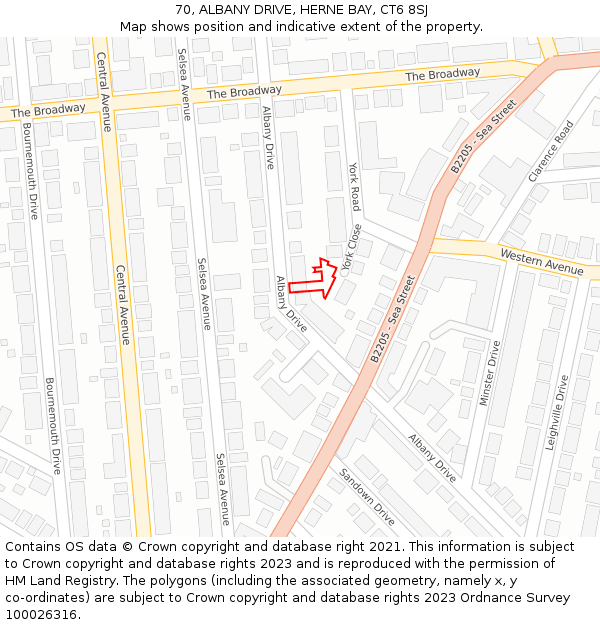 70, ALBANY DRIVE, HERNE BAY, CT6 8SJ: Location map and indicative extent of plot