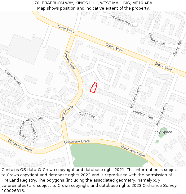 70, BRAEBURN WAY, KINGS HILL, WEST MALLING, ME19 4EA: Location map and indicative extent of plot