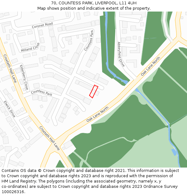70, COUNTESS PARK, LIVERPOOL, L11 4UH: Location map and indicative extent of plot