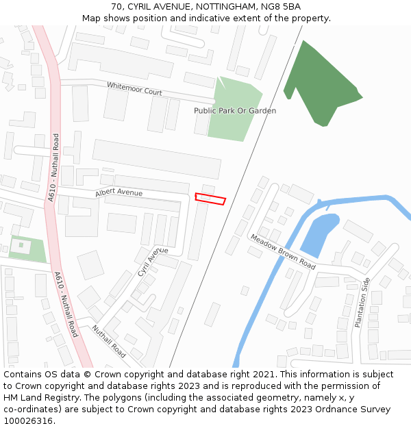 70, CYRIL AVENUE, NOTTINGHAM, NG8 5BA: Location map and indicative extent of plot
