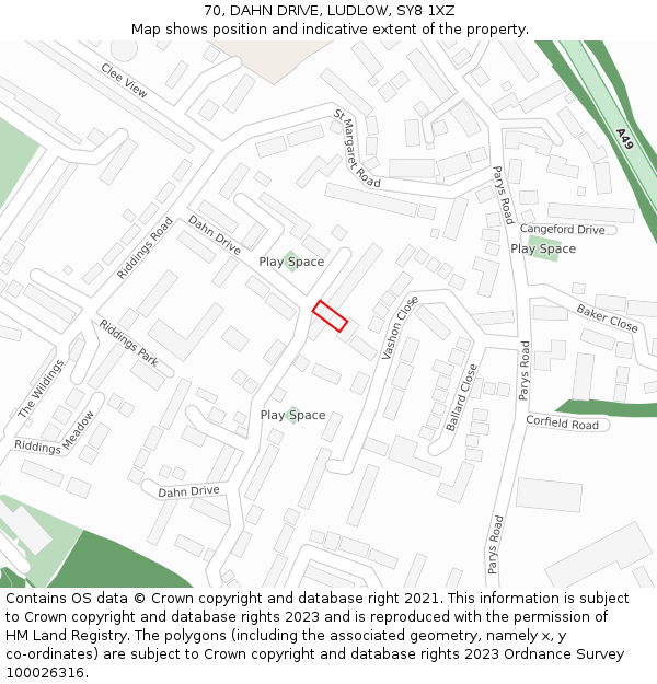 70, DAHN DRIVE, LUDLOW, SY8 1XZ: Location map and indicative extent of plot