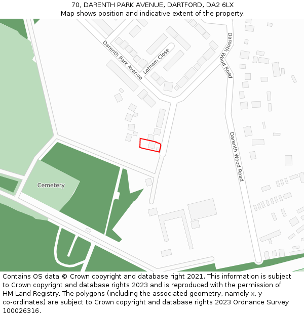70, DARENTH PARK AVENUE, DARTFORD, DA2 6LX: Location map and indicative extent of plot