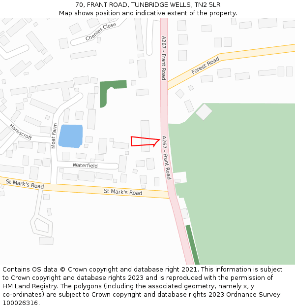 70, FRANT ROAD, TUNBRIDGE WELLS, TN2 5LR: Location map and indicative extent of plot