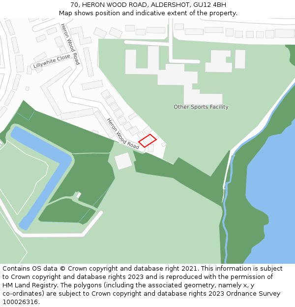 70, HERON WOOD ROAD, ALDERSHOT, GU12 4BH: Location map and indicative extent of plot