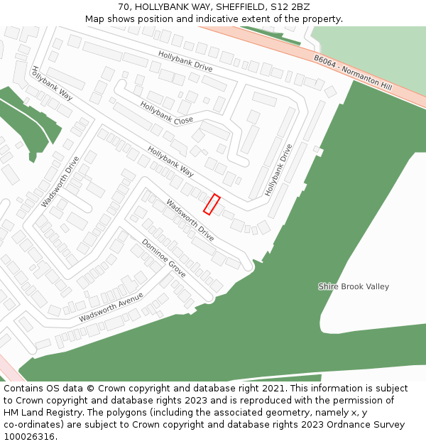 70, HOLLYBANK WAY, SHEFFIELD, S12 2BZ: Location map and indicative extent of plot