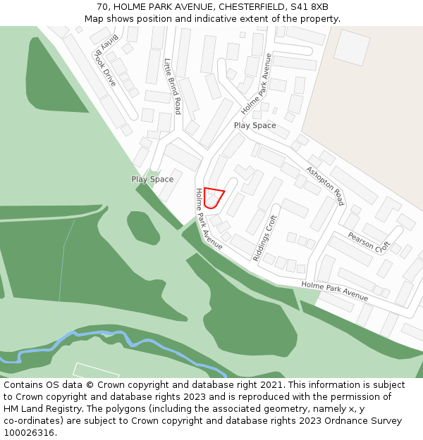 70, HOLME PARK AVENUE, CHESTERFIELD, S41 8XB: Location map and indicative extent of plot