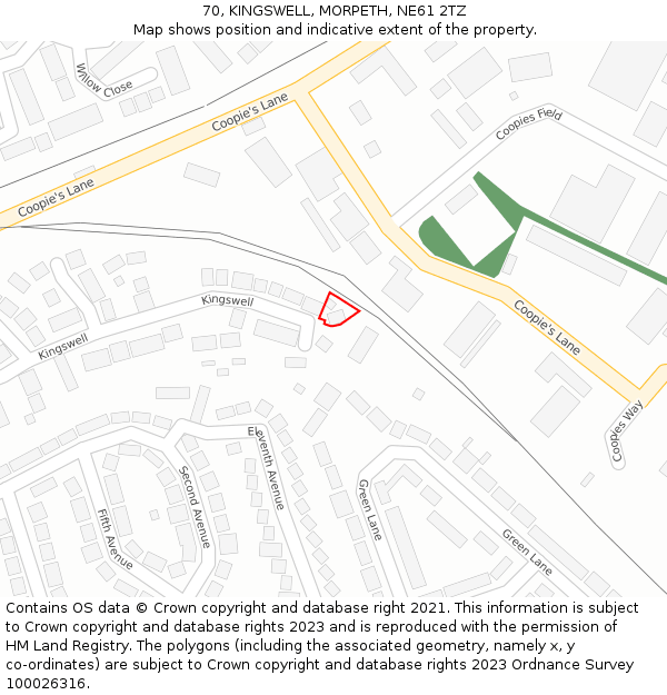 70, KINGSWELL, MORPETH, NE61 2TZ: Location map and indicative extent of plot