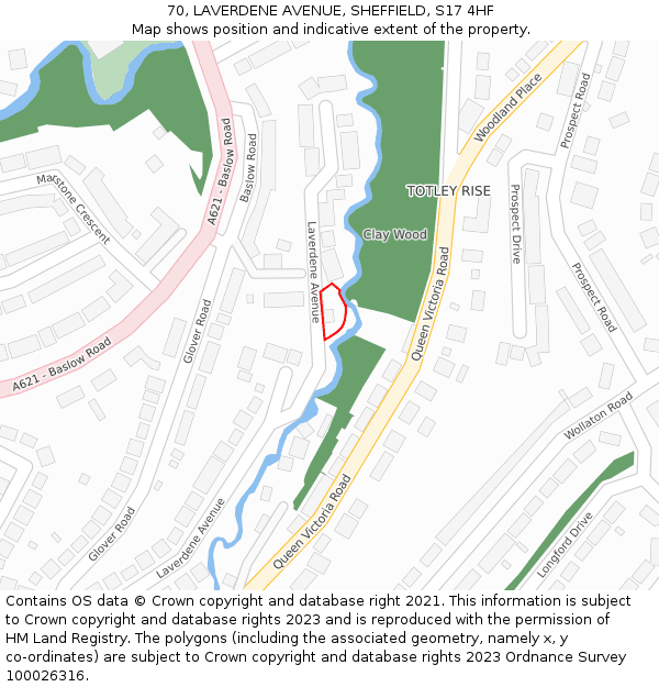 70, LAVERDENE AVENUE, SHEFFIELD, S17 4HF: Location map and indicative extent of plot