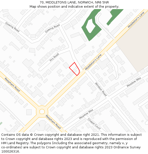 70, MIDDLETONS LANE, NORWICH, NR6 5NR: Location map and indicative extent of plot