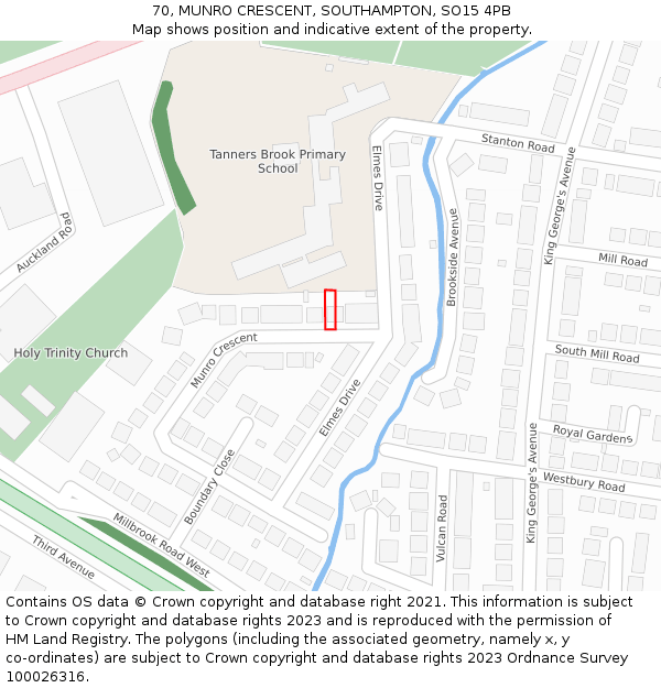 70, MUNRO CRESCENT, SOUTHAMPTON, SO15 4PB: Location map and indicative extent of plot