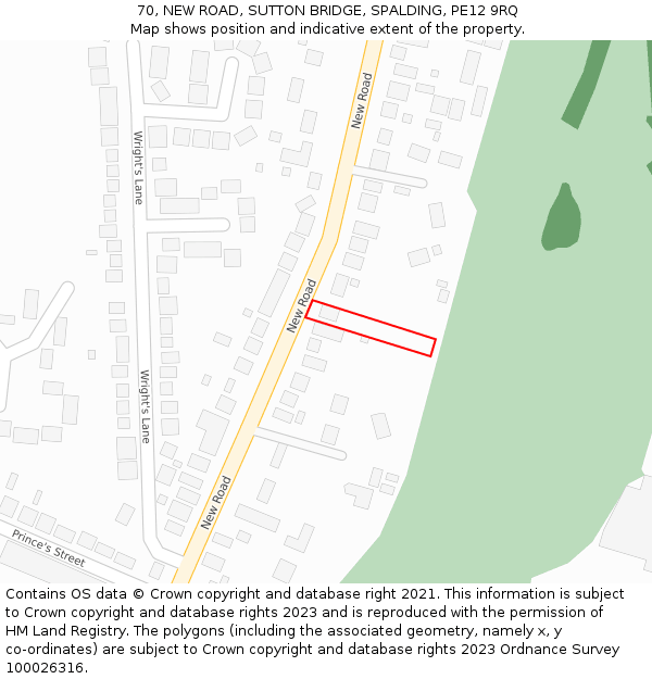 70, NEW ROAD, SUTTON BRIDGE, SPALDING, PE12 9RQ: Location map and indicative extent of plot