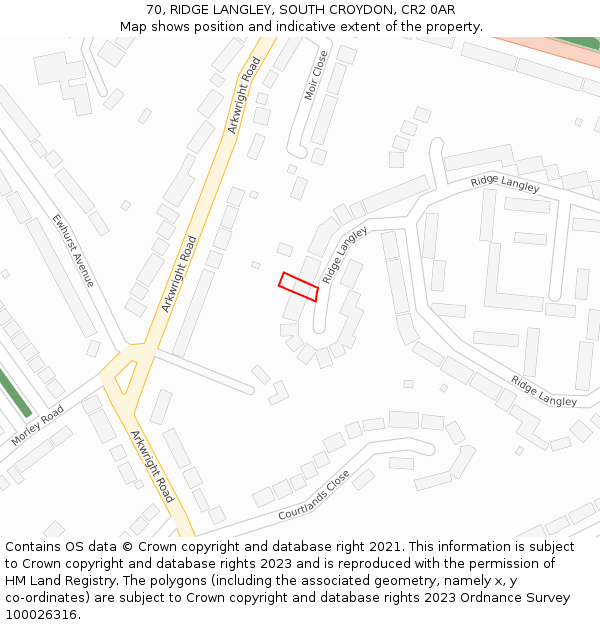70, RIDGE LANGLEY, SOUTH CROYDON, CR2 0AR: Location map and indicative extent of plot