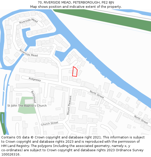 70, RIVERSIDE MEAD, PETERBOROUGH, PE2 8JN: Location map and indicative extent of plot