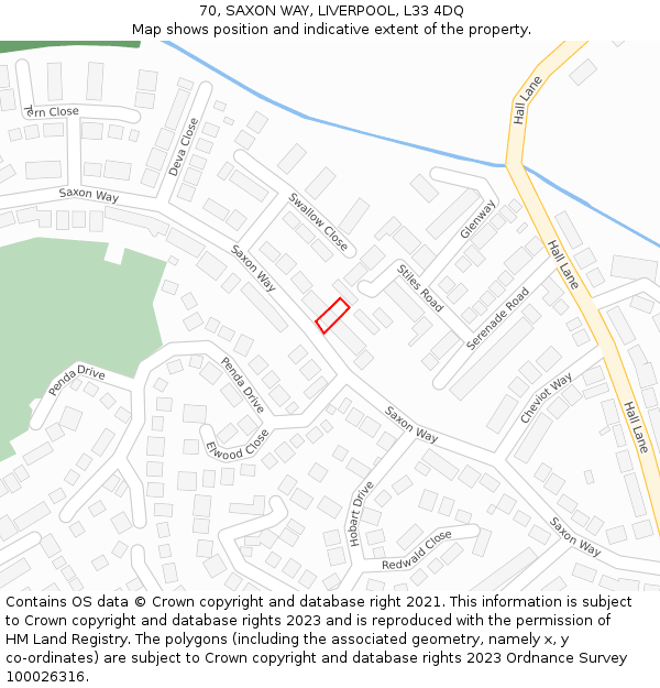 70, SAXON WAY, LIVERPOOL, L33 4DQ: Location map and indicative extent of plot