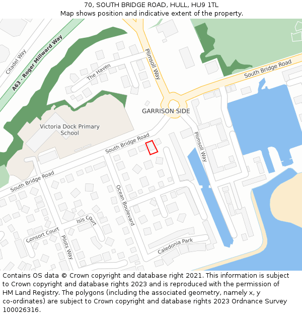 70, SOUTH BRIDGE ROAD, HULL, HU9 1TL: Location map and indicative extent of plot