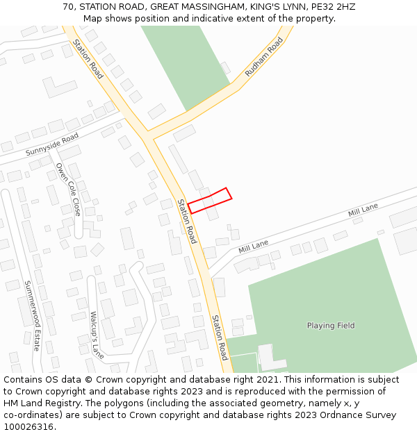 70, STATION ROAD, GREAT MASSINGHAM, KING'S LYNN, PE32 2HZ: Location map and indicative extent of plot