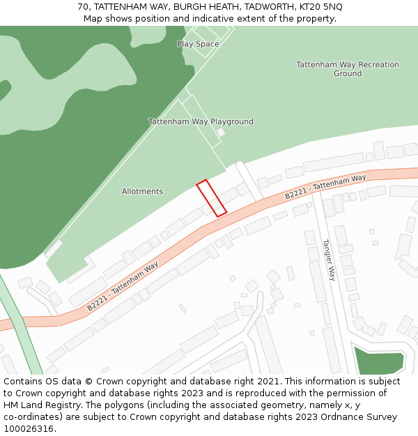 70, TATTENHAM WAY, BURGH HEATH, TADWORTH, KT20 5NQ: Location map and indicative extent of plot