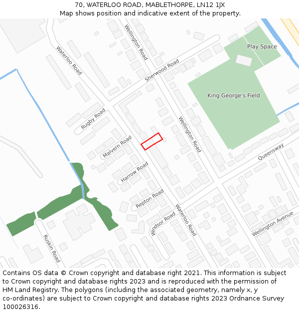 70, WATERLOO ROAD, MABLETHORPE, LN12 1JX: Location map and indicative extent of plot