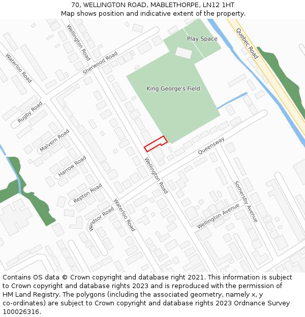 70, WELLINGTON ROAD, MABLETHORPE, LN12 1HT: Location map and indicative extent of plot