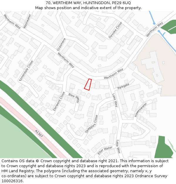 70, WERTHEIM WAY, HUNTINGDON, PE29 6UQ: Location map and indicative extent of plot