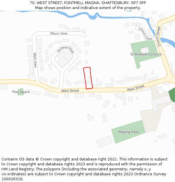 70, WEST STREET, FONTMELL MAGNA, SHAFTESBURY, SP7 0PF: Location map and indicative extent of plot