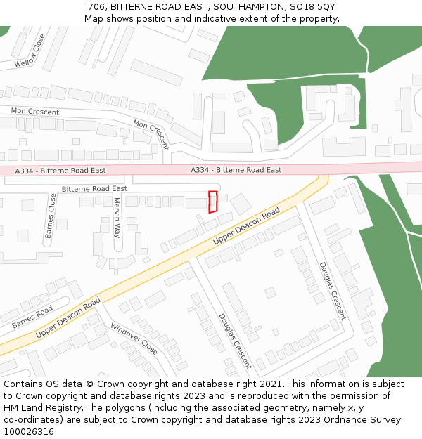 706, BITTERNE ROAD EAST, SOUTHAMPTON, SO18 5QY: Location map and indicative extent of plot