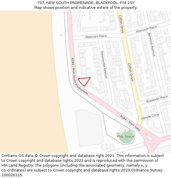 707, NEW SOUTH PROMENADE, BLACKPOOL, FY4 1SY: Location map and indicative extent of plot