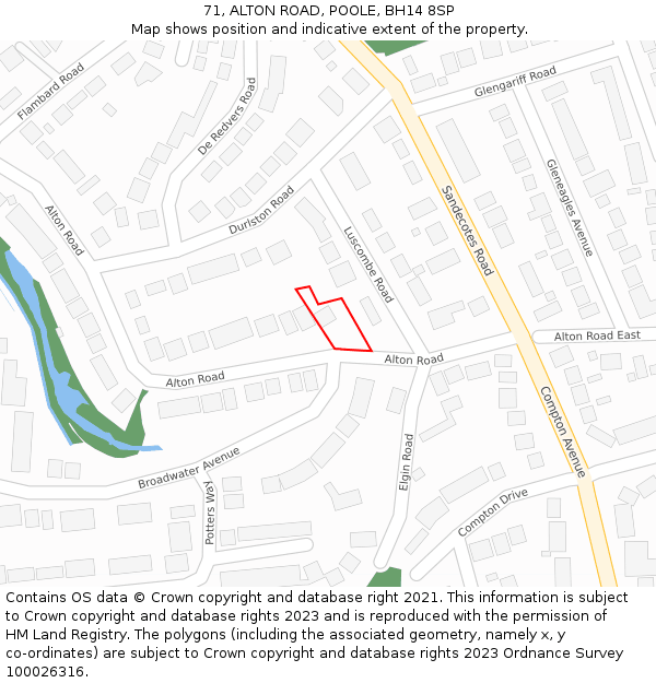 71, ALTON ROAD, POOLE, BH14 8SP: Location map and indicative extent of plot