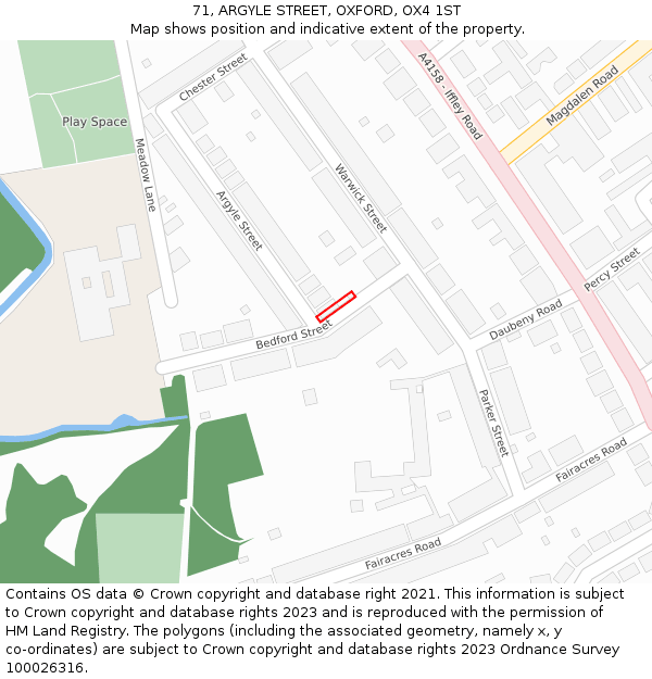 71, ARGYLE STREET, OXFORD, OX4 1ST: Location map and indicative extent of plot