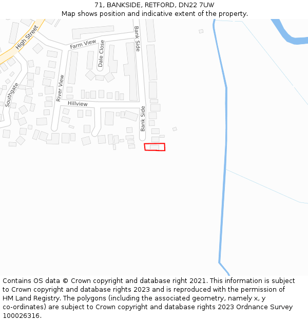 71, BANKSIDE, RETFORD, DN22 7UW: Location map and indicative extent of plot