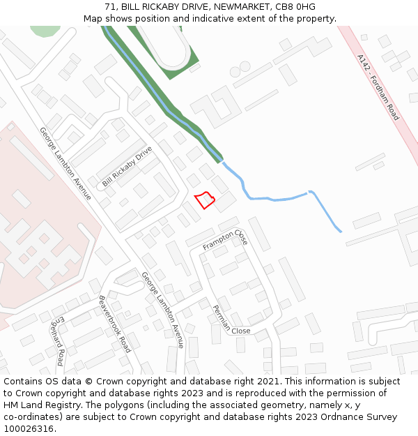 71, BILL RICKABY DRIVE, NEWMARKET, CB8 0HG: Location map and indicative extent of plot