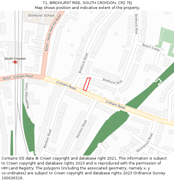 71, BIRDHURST RISE, SOUTH CROYDON, CR2 7EJ: Location map and indicative extent of plot