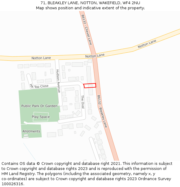 71, BLEAKLEY LANE, NOTTON, WAKEFIELD, WF4 2NU: Location map and indicative extent of plot