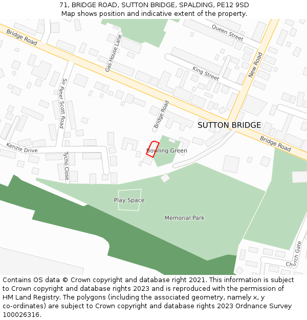 71, BRIDGE ROAD, SUTTON BRIDGE, SPALDING, PE12 9SD: Location map and indicative extent of plot