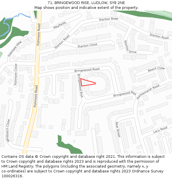 71, BRINGEWOOD RISE, LUDLOW, SY8 2NE: Location map and indicative extent of plot