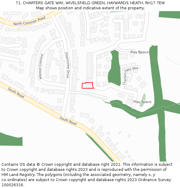 71, CHARTERS GATE WAY, WIVELSFIELD GREEN, HAYWARDS HEATH, RH17 7EW: Location map and indicative extent of plot