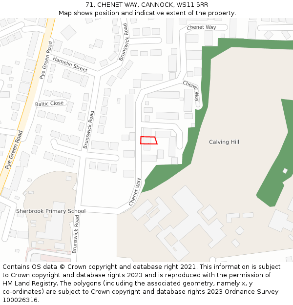 71, CHENET WAY, CANNOCK, WS11 5RR: Location map and indicative extent of plot