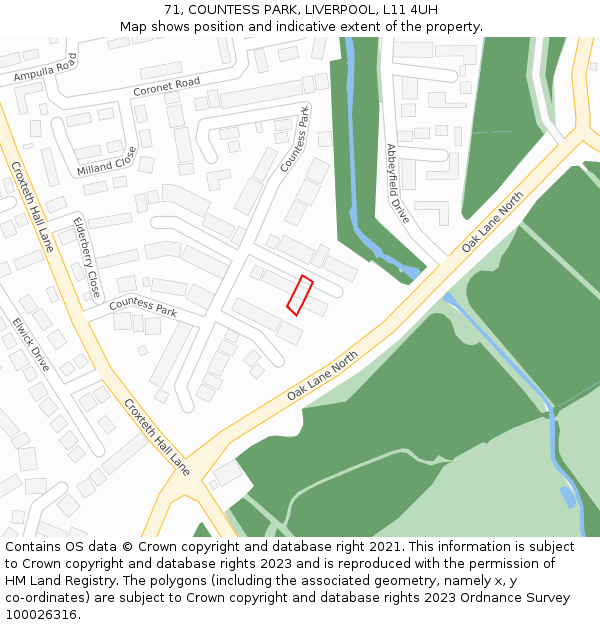 71, COUNTESS PARK, LIVERPOOL, L11 4UH: Location map and indicative extent of plot