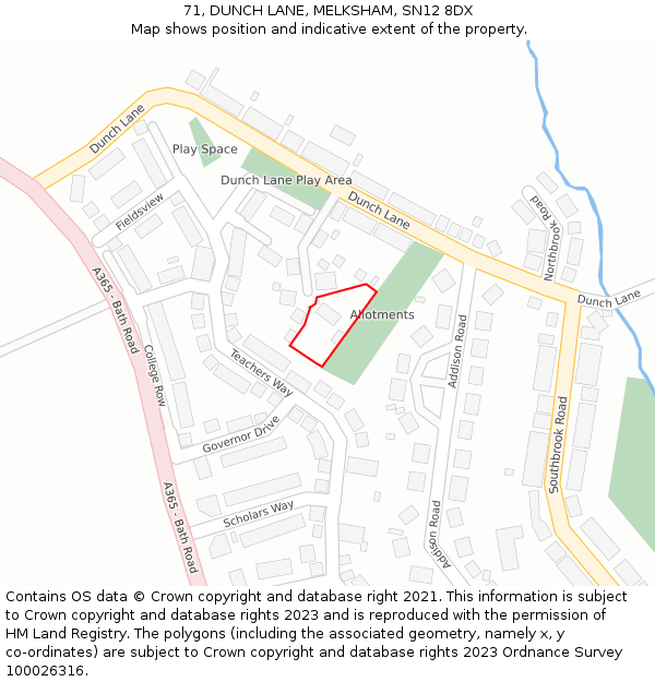 71, DUNCH LANE, MELKSHAM, SN12 8DX: Location map and indicative extent of plot