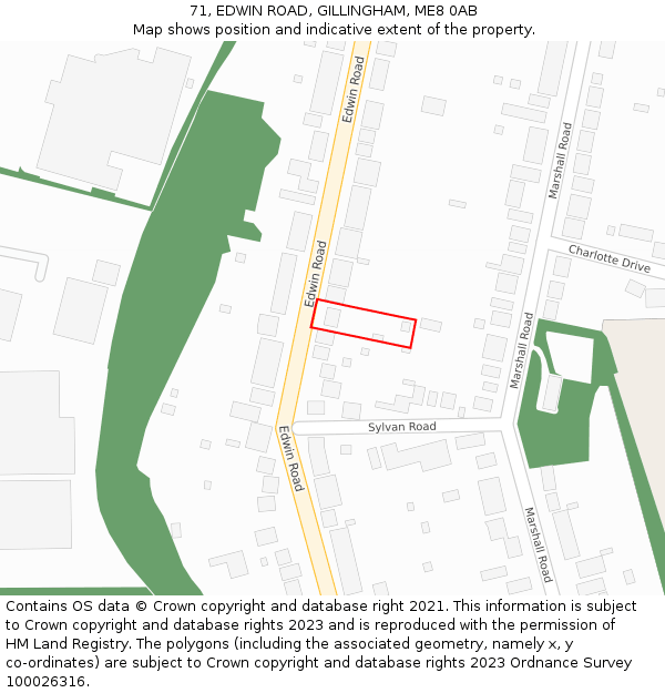 71, EDWIN ROAD, GILLINGHAM, ME8 0AB: Location map and indicative extent of plot