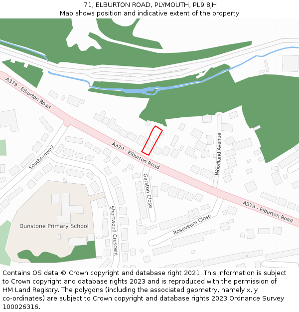 71, ELBURTON ROAD, PLYMOUTH, PL9 8JH: Location map and indicative extent of plot