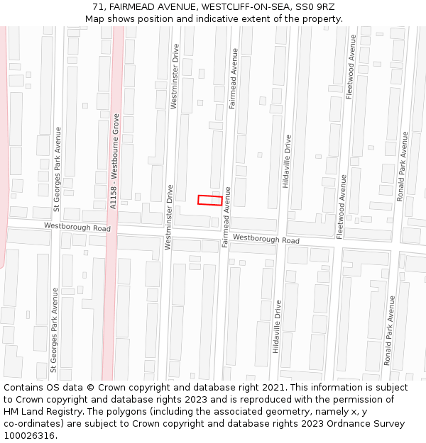 71, FAIRMEAD AVENUE, WESTCLIFF-ON-SEA, SS0 9RZ: Location map and indicative extent of plot