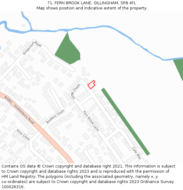 71, FERN BROOK LANE, GILLINGHAM, SP8 4FL: Location map and indicative extent of plot